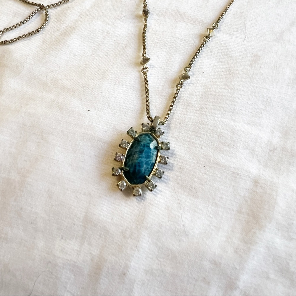 Kendra Scott "Brett" Adjustable Pendant Necklace- Aqua Apatite